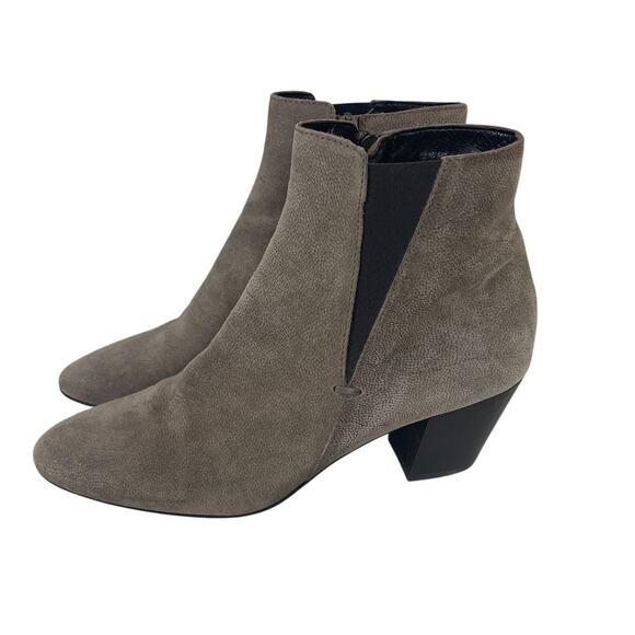 Aquatalia Suede Heeled Zip Ankle Boots Taupe Made in Italy Size US 10 - Picture 2 of 13